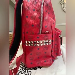 MCM | Bags | Mcm Medium Red Stark Studded Backpack | Poshmark display picture 2